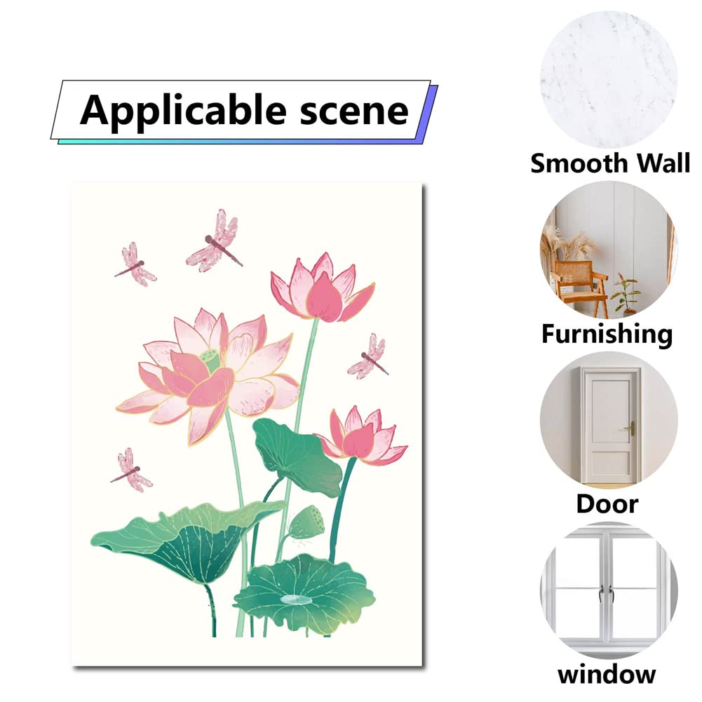 CRASPIRE Lotus Wall Decals Flower Stickers Lotus Leaves Window Stickers Waterproof Removable Vinyl Wall Art for Restroom Bedroom Living Room Decorations - Image 4