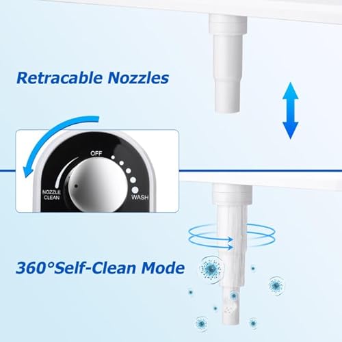 Doolv A8702 Hot And Cold Bidet Attachment For Toilet, Ultra-Slim Bidet Attachment Warm Water, Non-Electric Adjustable Pressure Self Cleaning Sprayer Nozzle Control For Posterior thumb #5