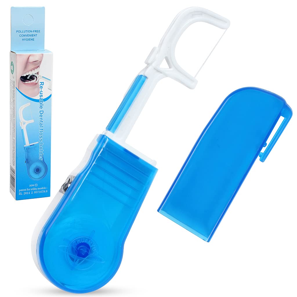 ZTMY Dental Floss Holder with Replaceable 30 Meters Long Dental Floss, Teeth Cleaner Dental Floss Picks Tooth Cleaning Tool