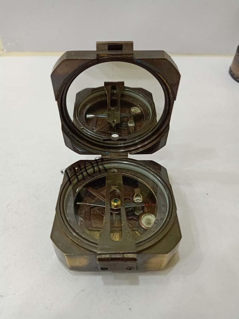 Antique Solid Brass Compass 3 Inch Nautical Vintage Style Heavy Bronze Professional Outdoor Collectibles Compass Gift Item