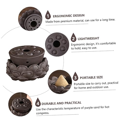Herramienta de Moxibustión para Cuidado Corporal, Portátil, Hecha de Arcilla Morada, Dispositivo para Quemar Moxa en el Ombligo, Duradera, para Uso Doméstico y al Aire Libre, para Terapia de Compresión Térmica miniatura 4
