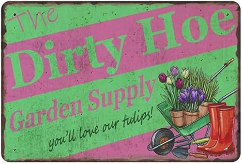 Cartello da giardino con zappa sporca, decorazione da giardino, decorazione per la casa, decorazione da parete, cartello da giardino, idea regalo per casa, campagna, decorazione da parete, poster in