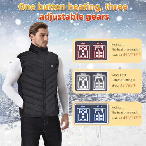 Beheizbare Weste,Beheizte Weste Damen/Herren,Winter Warm Draussen USB Aufladung Elektrische Heizweste Beheizbare Weste mit 9 Heizzonen,Beheizte Weste für Outdoor Motorrad Radfahren (M, Schwarz)