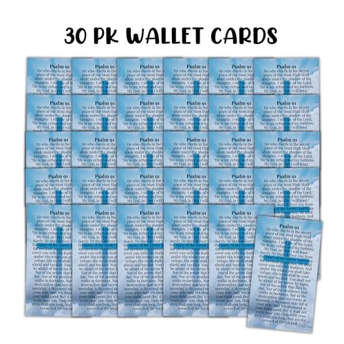 Psalms 91 Bible Verse Wallet Card | 30pk 2x3.5” Prayer Card Umbrella of Protection Shelter Whoever Dwells Rest in Shadow Poster Wall Art Bracelet Driving Keychain First Time Drivers Angel2
