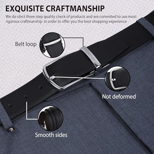 Image of HAYES LONDON Belts for Men Leather Original - Belt for Men Formal with Classic Design, Durable and Italian Reversible Men Belts for All Occasions