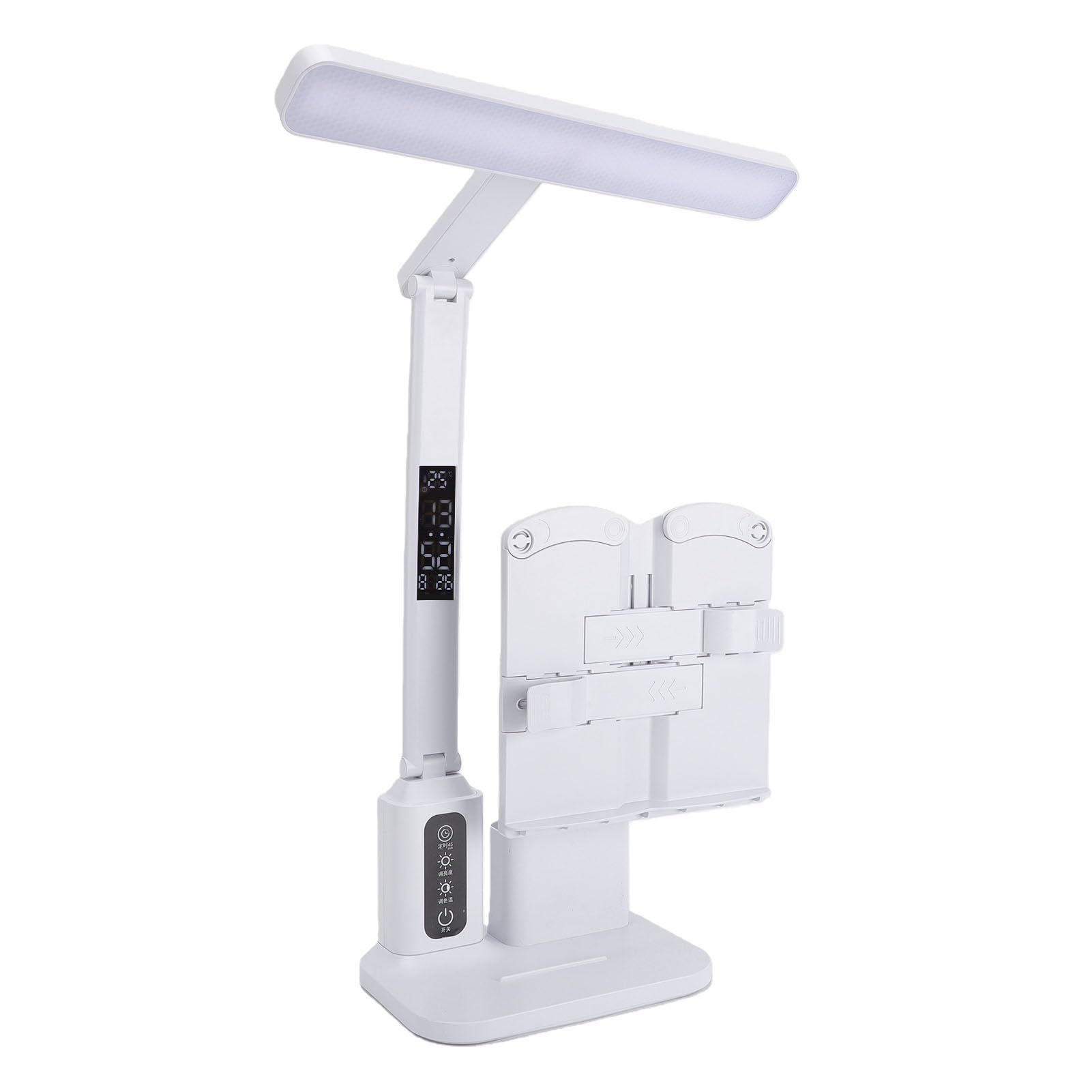 Lampada da Scrivania a LED Pieghevole Regolabile con orologio. Controlli Touch Intuitivi per Un'illuminazione Personalizzata a Casa o in Ufficio