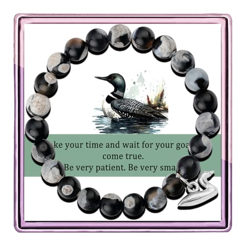 Loon Bracelet Loon Charm Black Agate Bracelet Loon Bracelet Loon Bird Lover Bird