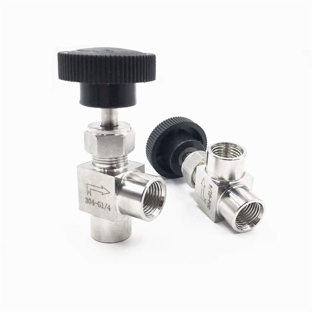 Narzędzia do naprawy rur 2 sztuk zawór igły Regulowany zawór igły G1 / 8 '' 1/4 '' 3/8 "1/2" Kąt żeński kąt 90 stopni SS304 do oleju gazowego (Size : 1/8")