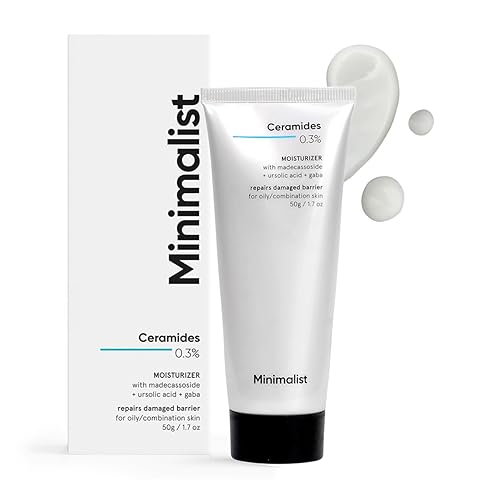 Minimalist Hidratante facial de piel grasa para reparación de barreras | 0.3% Ceramida Madecassoside | Para mujeres y hombres | 1.7 oz / 50 g