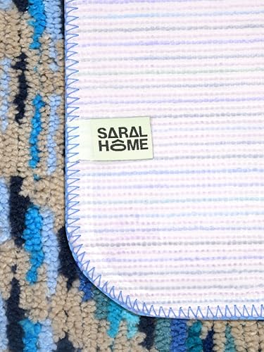 Image of Saral Home Microfiber Bathmat & Jute Doormat Set. 40x60 cm, Pack of 2 (Blue, 40X60-2PC, Diamond)