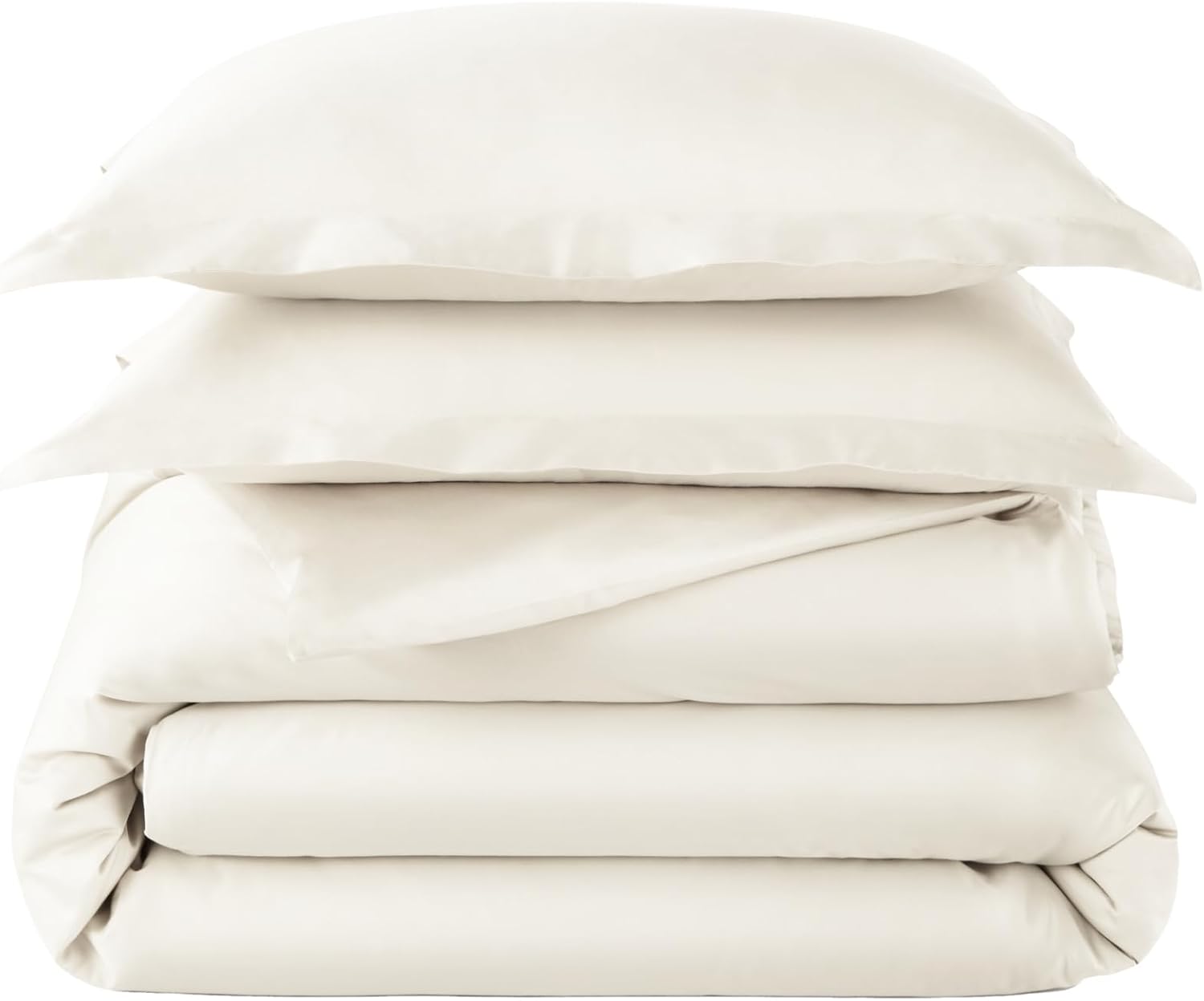 100% Organic Cotton Duvet Cover Queen Size - Naturally Soft Lightweight & Cooling Duvet Cover Set with Decorative Shams - Premium GOTS Certified 500 Thread Count Sateen Weave (Natural, Full/Queen)