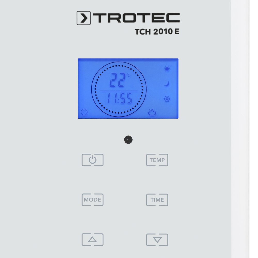 TROTEC Convector Cristal de Diseño TCH 2010 E, 2.000 W, Calefactor, Radiador, Control Temperatura Automático, 2 Niveles de Calor, Mando a Distancia, Pantalla LCD táctil