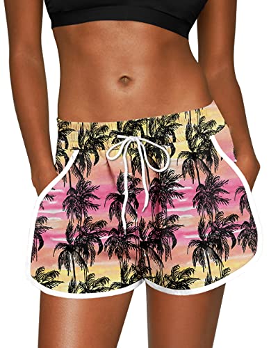 Image of For G and PL Women Summer Floral Beach Boardshorts with Pockets Swim Trunks