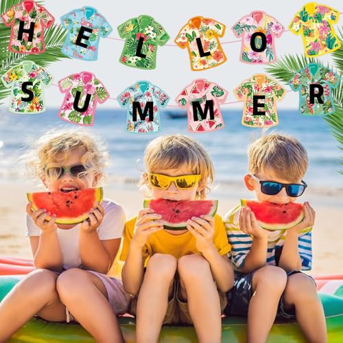 Image of 48Pcs Hawaiian Flower Shirt Cutouts Summer Bulletin Board Decorations Colorful Flower Shirt Paper Cut-Outs Tropical Theme Cutouts for Summer Party Home Office School Classroom Decor