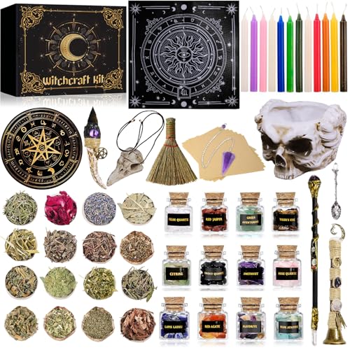 Rileryan 64 PCS Witchcraft Supplies Kit Wiccan Altar Supplies and...