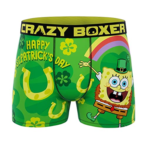CRAZYBOXER Men's Spongebob Squarepants St Patrick Soft Boxer Briefs (Creative Packaging)