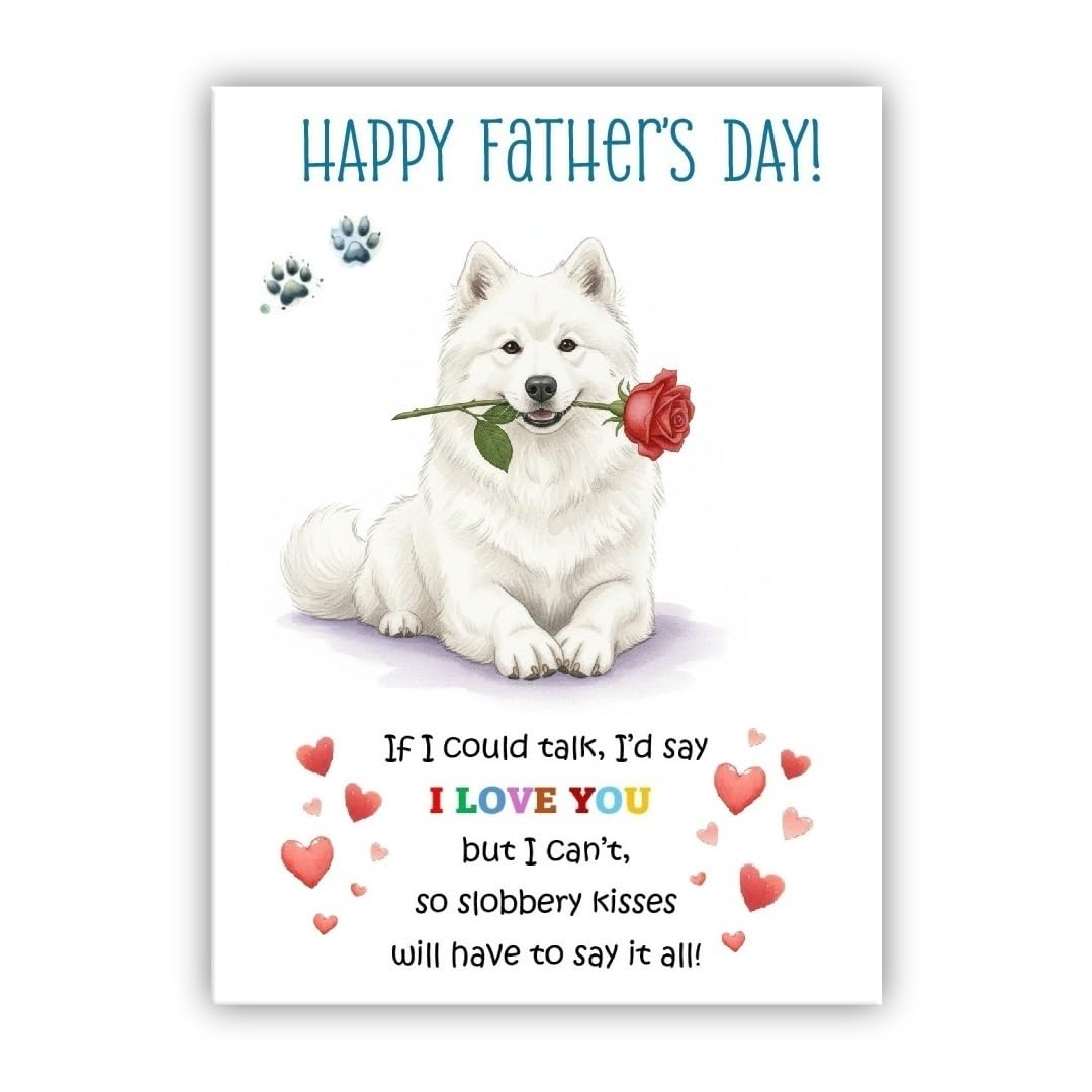 Father’s Day Card From the Dog. Multiple Breeds Available. Adorable Fathers Day Pet Card (• Eskimo Dog)