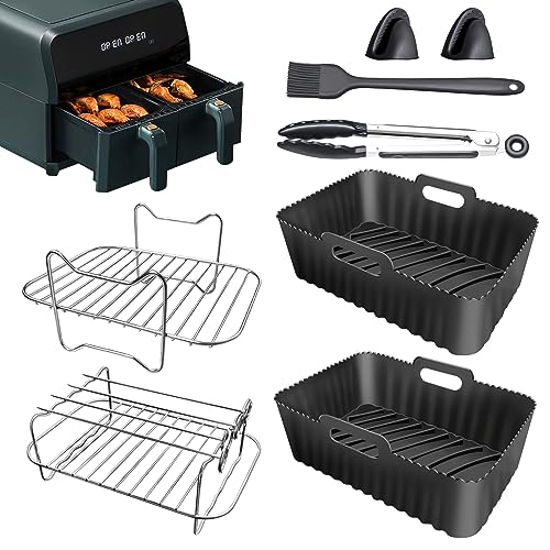 Hmfmdy Ninja - Accesorio para freidora de aire caliente, accesorio para Ninja Foodi AF300EU AF400EU 7,6 L - 9,5 L, forro de silicona para freidora de aire caliente y otras freidoras de aire de doble