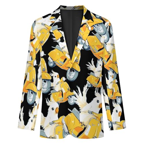 Cockatiel Riding Motorcycle Men's Slim Suit Long-Sleeve Prom Tuxedo Classic Two Button Business Jacket4