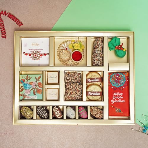 Image of Velvet Fine Chocolates Luxe Raksha Bandhan Gift Box | Premium Assorted Chocolates & Rakhi Gift Set | Perfect for Rakshabandhan | Pack of 1