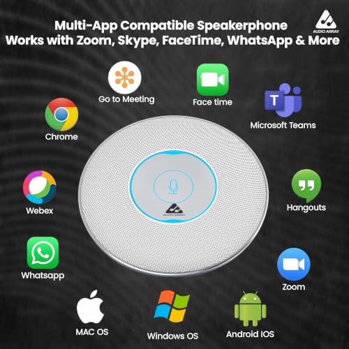 Image of Audio Array USB Plug & Play Conference Mic for Mac OS & Windows | Conference, Recording, Skype, Online Class with Range Upto 5M | One Touch Mute Button & Light Indicator (NOT A Speaker)| AM-C5 White