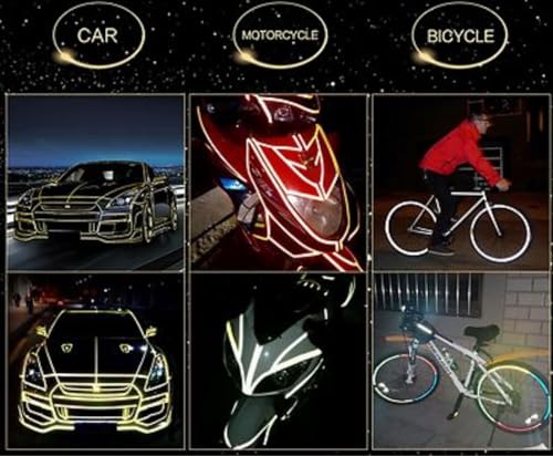 Image of WALLMATE Dual Shade Reflective Radium Strip for Car & Bike Waterproof Self Adhesive, Safety Sticker, Night Glow Tape for Helmet, Scooter & Cycle Decoration (Green-Silver, 0.5 In x 45 Mtr (1771 in))