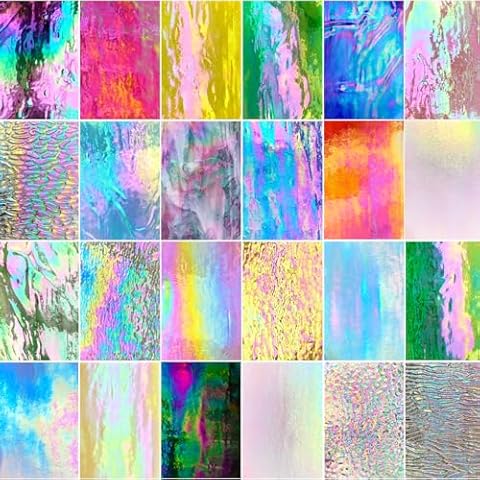 ILLUCKAI 24 Sheets Iridescent Glass Pack Cover