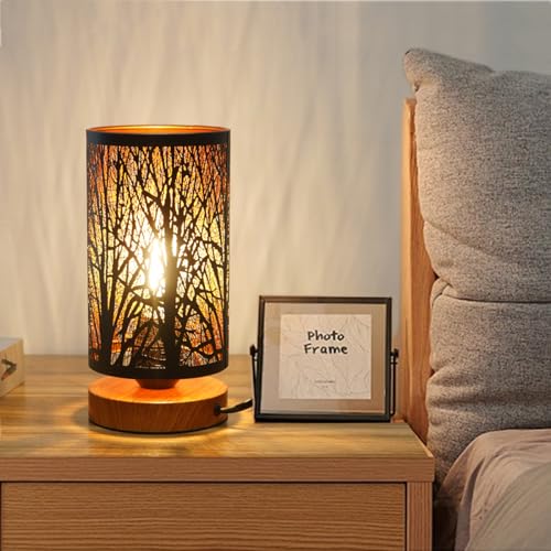 Small Industrial Table Lamps Dimmable, Bedside Lamps for Nightsta...