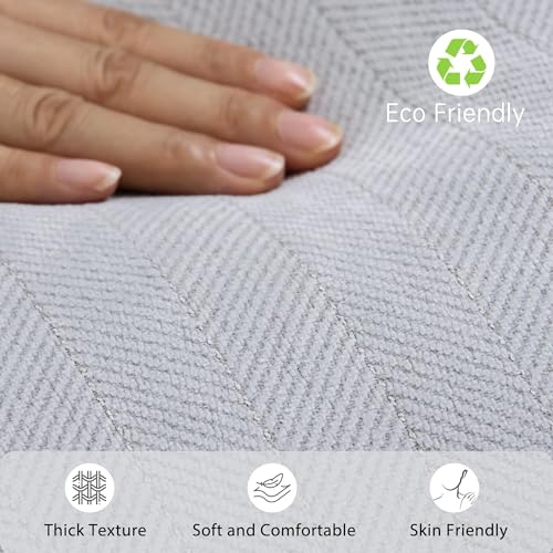 ZWJD Light Gray Pillow Covers 12x20 Set of 2 Chenille Throw Pillow Covers with Elegant Design Soft and Luxurious Decorative Throw Pillows for Couch, Bed, and Home Decor