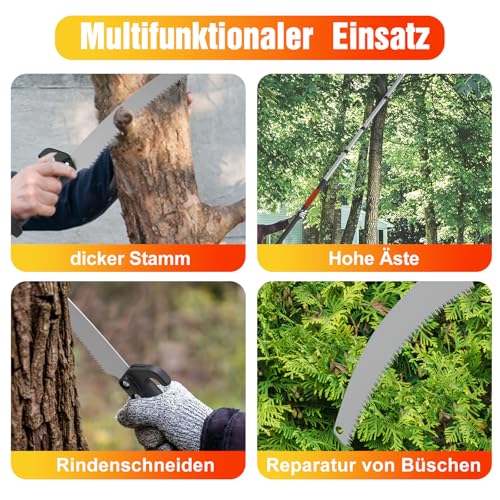 LAANPOLE 3,6m Astsäge Teleskop für Baumbeschneidung, Säge mit 1-3,6m Teleskopstange Manuelle hochentaster, Baumsäge Teleskop für Gärten, Forstwirtschaft, Landwirtschaft