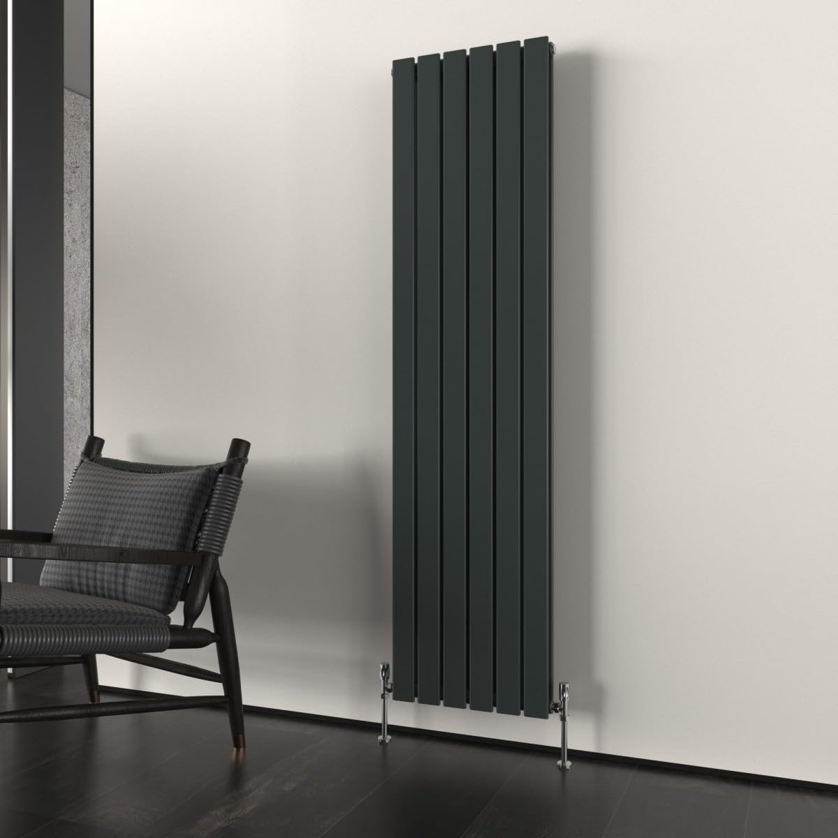 T&K 1600x408mm Vertical Radiator Anthracite Flat Panel Radiator Double Panel Designer Radiator Modern Central Heating Rad Tall Radiator