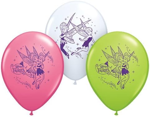 PioneerParty Group Officially Licensed Disney 12-Inch Latex Balloons, Tinker Bell & Fairies Assorted Colors, 6-Count