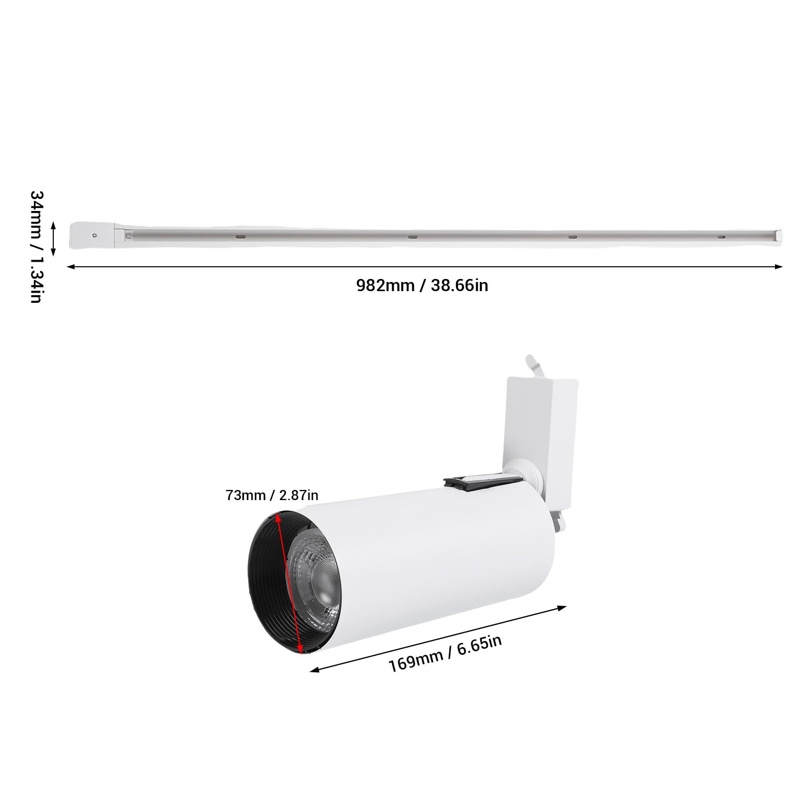 Zestaw Oświetlenia Szynowego LED 4, 30W 6000K COB Oświetlenie Punktowe Sufitowe Nowoczesne Oprawy Oświetleniowe LED, Regulowane Kierunkowe, do Sypialni, Salonu, Sklepów