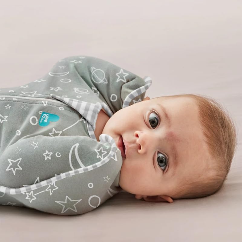 Image of Love To Dream Swaddle UP, Baby Sleep Sack, Twin Zipper For Easy Diaper Changes, Arms UP Position, Hip-Healthy, Lightweight & Breathable, Moderates Temperatures 20-24C, Small 1-3 Months, Olive