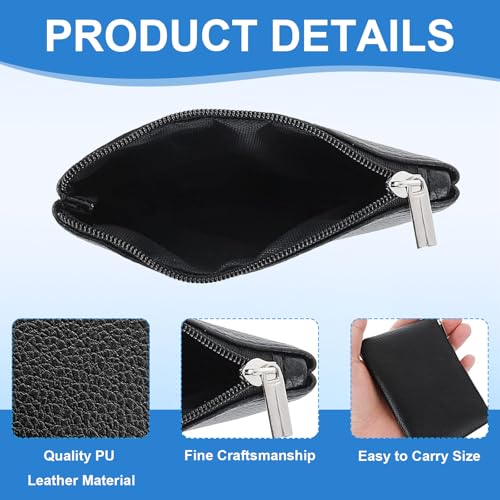 4 Pack Leather Zipper Coin Purse, Portable PU Leather Coin Purse,Mini Coin Pocket Pouch Change Holder, Coin Pouch with Zipper for Men Women Headset Credit Card ID Key Lipstick(4 color)4