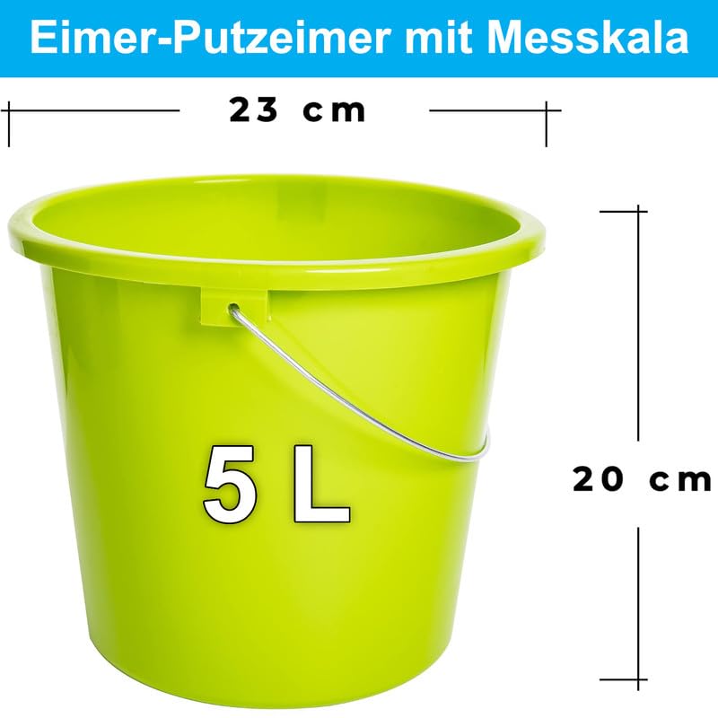 Eimer Putzeimer 5L 3er Set Plastikeimer in Gelb - Robuste, Lebensmittelechte Wassereimer mit Messskala - Langlebige Qualität, Hergestellt in der EU – Bild 3