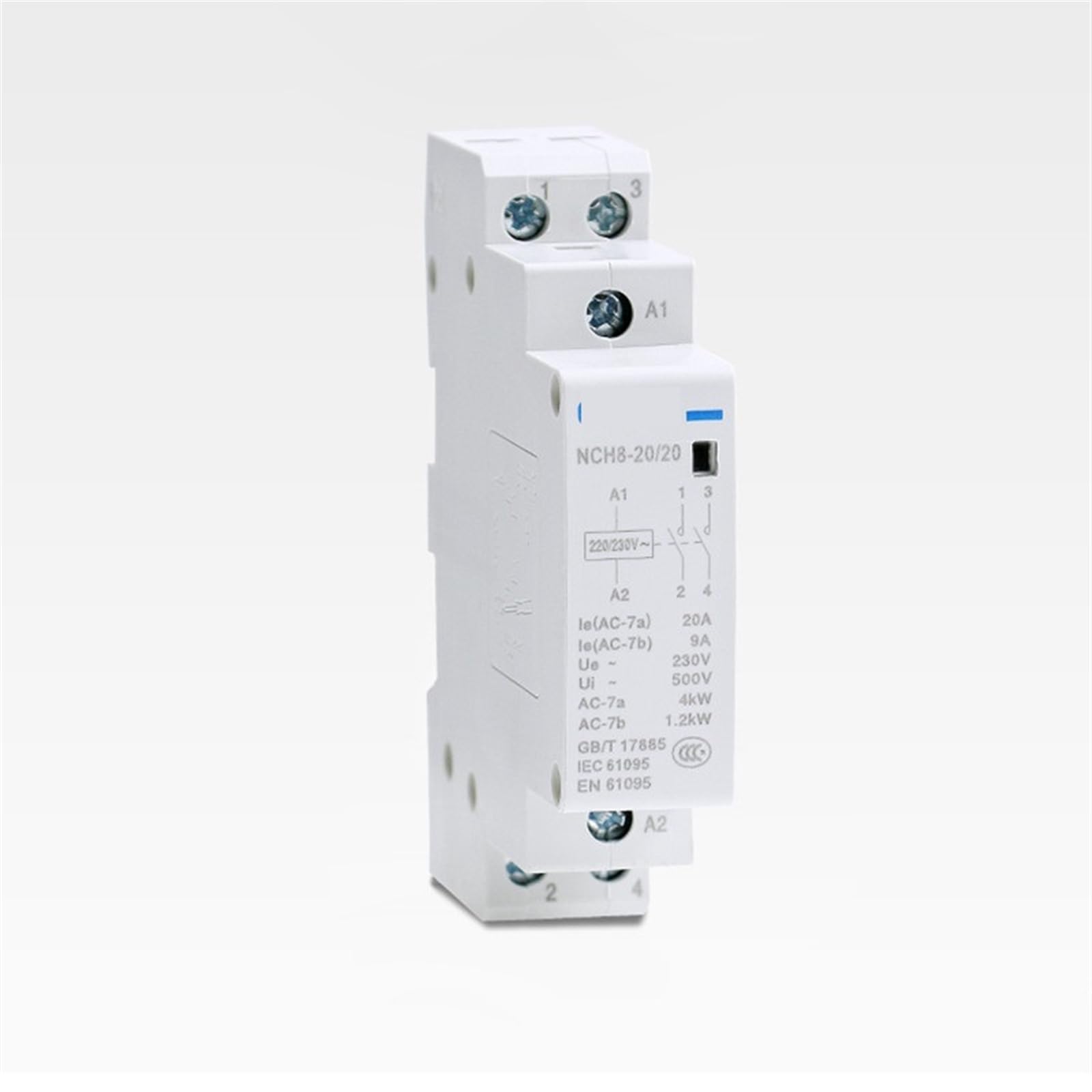 HUUOQIWY AC230V Home AC Contactor NCH8 16A 20A 25A 2NO / 1NC1NO Contactor 1Pcs(20A 2NO)