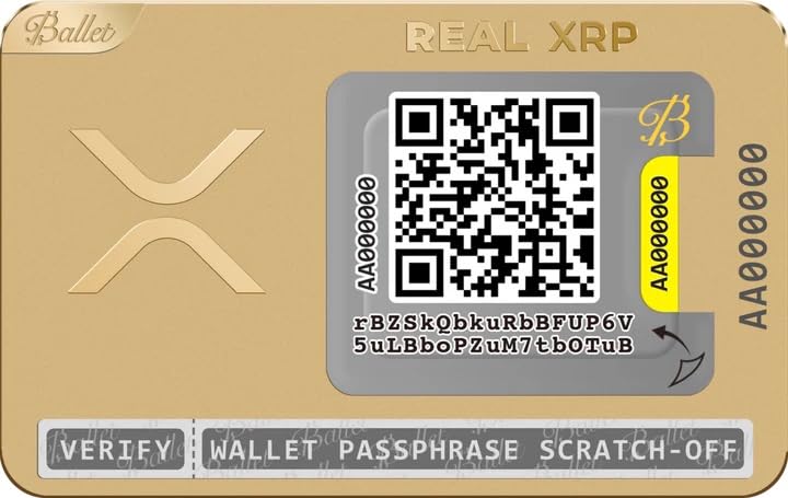 Ballet XRP Gold Plated Crypto Wallet - The Easiest Crypto Cold Storage Card - Hardware Wallet with Secure Multicurrency and NFT Support