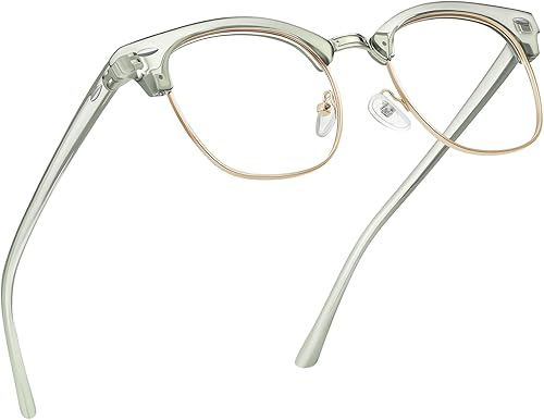 Lentes Aomaste con bloqueo de luz azul, retro, con semi montura, UV400, lentes transparentes para computadora, unisex