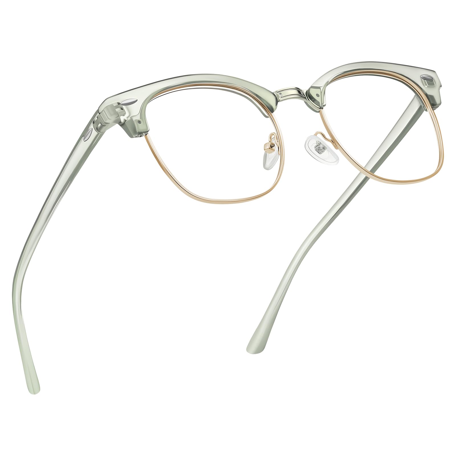 Blue Light Blocking Glasses Vintage Half Frame UV Clear Lens Anti Eyestrain Computer Gaming Glasses for Men Women