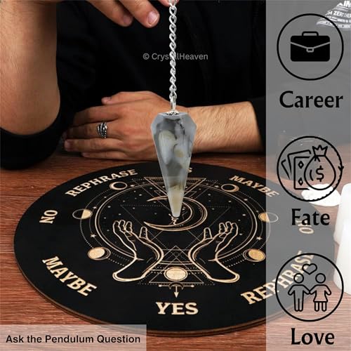 Image of Certified Dendrite Agate Pendulum Dowsing Tool - Natural Crystal Pendulum for Spiritual Guidance - Premium Dowser Pendulum for Accurate Divination and Energy Healing - Perfect for Energy Healing and Chakra Balancing - Handcrafted with Precision and Elegance