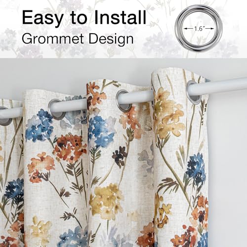 Image of MYSKY HOME Extra Long 100% Blackout Curtains 108 Inches Long 2 Panels for Living Room Bedroom Farmhouse Floral Patterned Double Layer Thermal Insulated Grommet Window Treatments, Yellow, 52 inch W Each