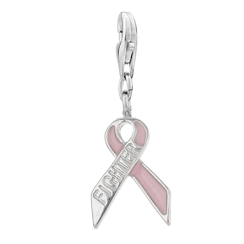 Sexy Sparkles Fighter Ribbon Awarness Clip On For Bracelet Charm Pendant for European Charm Jewelry with Lobster Clasp