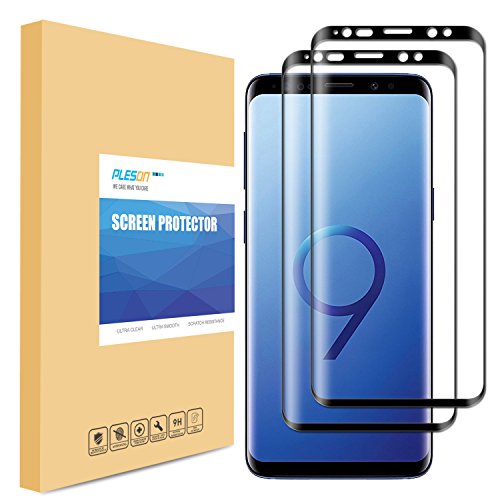 Galaxy S9 Plus Screen Protector [ 2 Pack ], PLESON Samsung Galaxy S9 Plus Screen Protector, [ Not Glass ] [Case Friendly] [Full Coverage] Anti-Bubble Film Screen Protector (Black1)