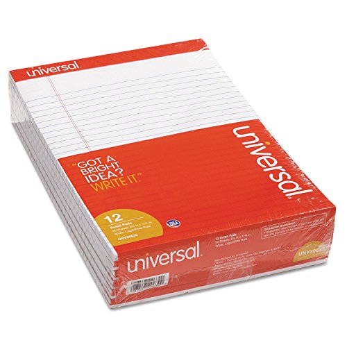 Universal 20630 Perforated Edge Writing Pad, Legal Ruled, Letter, White, 50 Sheet (Pack of 12)
