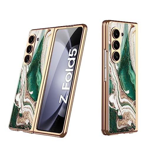Midkart Luxury Plating Design Plexiglass Case Compatible with Samsung Galaxy Z Fold 5 Hard PC Electroplated Protective Cover, Marble Green Midkart Luxury Plating Design Plexiglass Case Compatible with Samsung Galaxy Z Fold 5 Hard PC Electroplated Protective Cover, Marble Green