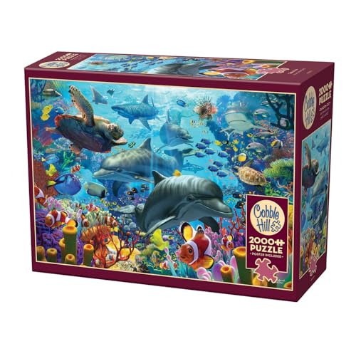 Cobble Hill 2000 Piece Puzzle - Coral Sea - Sample Poster Included, Multicolor, 39.25 inches x 26.62 inches