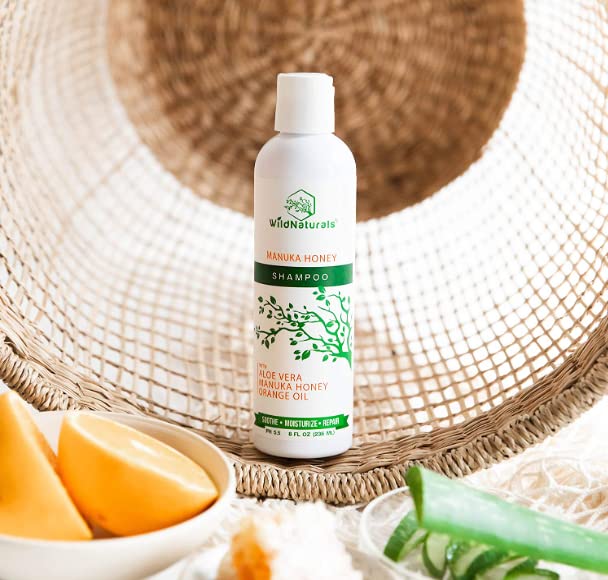 Miniatura 5 de Champú hidratante natural para el cuero cabelludo seco y con picazón, champú hidratante sin sulfato para la caspa con aloe vera y miel de manuka,