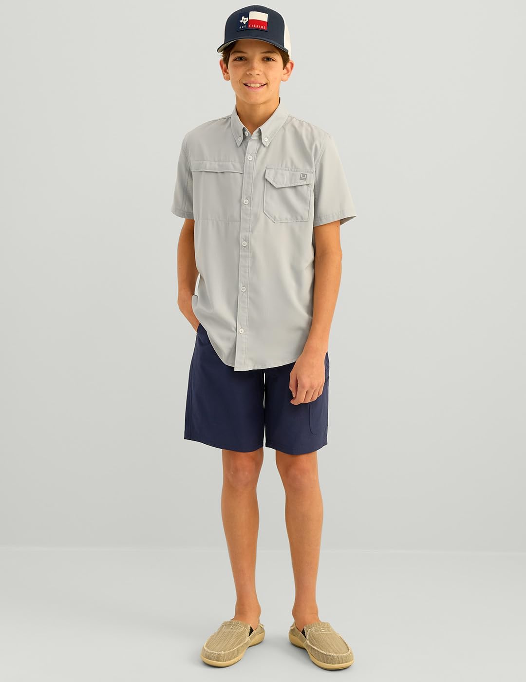 HUK Kids Tide Point Short Sleeve Shirt, Fishing Button Down for Kids