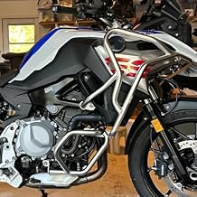 Motorcycle Stainless Steel Engine Guard Highway Crash Bars Compatible with F750GS F850GS 2018 2019 2020 2021 2022 2023 Upper Lower Frame Falling Protector Bumper, Silver